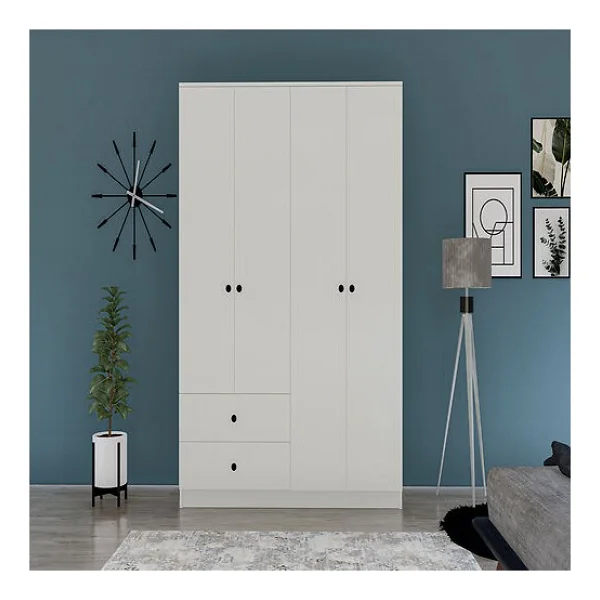 Metalia Novado Gm 077 Düğme Kulplu 2 Çekmeceli 4 Kapaklı Gardırop - Görsel 8