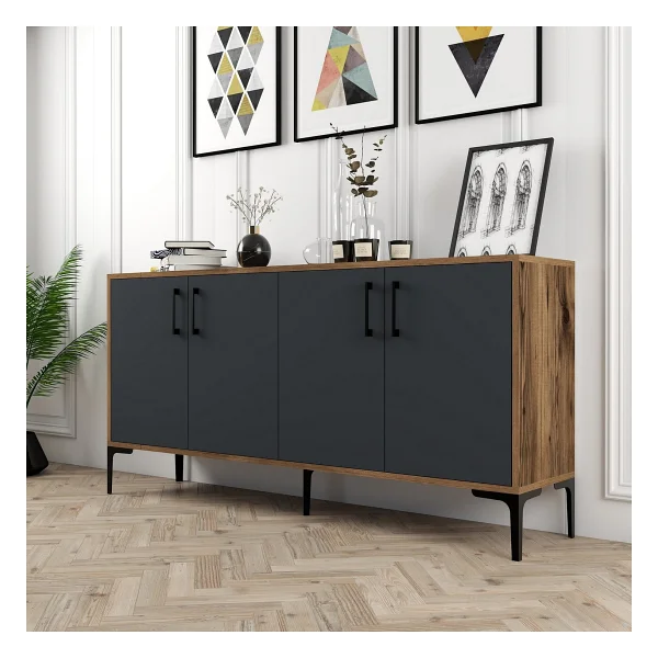 Variant Mobilya Kiev 160 cm Konsol - Ceviz / Antrasit - 78 x 160 x 35 cm - Renkli - Görsel 3