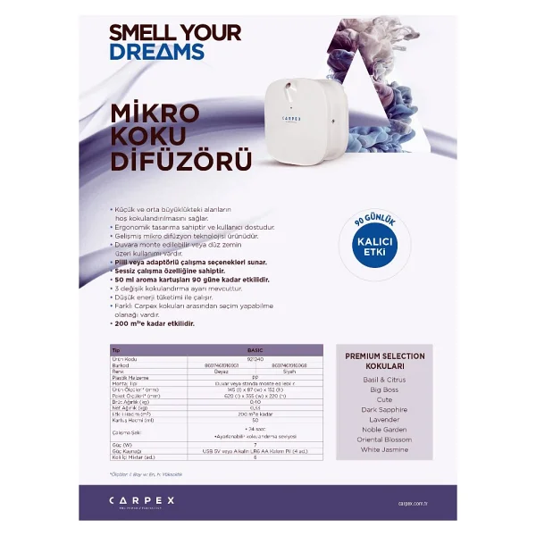 Carpex Micro Siyah Koku Makinesi + Yedek Kartuş - Görsel 3