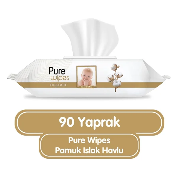 Pure Baby Organik Pamuklu 90 Yaprak Islak Havlu - Görsel 4