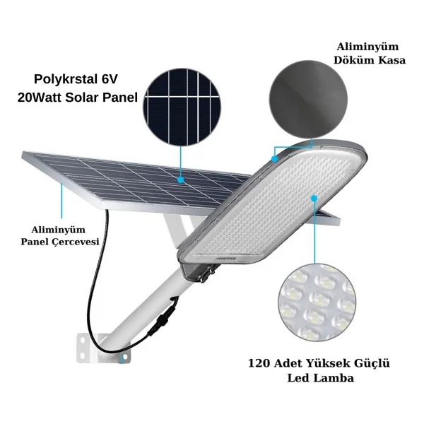 Forlife FL-3168 200WATT Güneş Enerjili Solar Sokak ve Bahçe Lambası - Görsel 6
