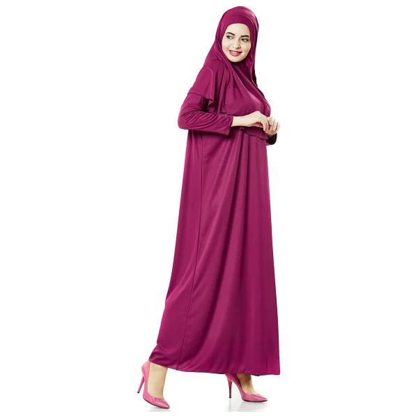 İhvan Tek Parça Namaz Elbisesi - Fuşya - 5015 - Renkli - Standart - Görsel 3