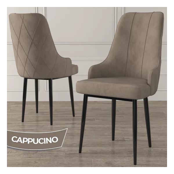 Canisa Concept Trex Serisi, 1.sınıf Babyface Kumaş Sandalye, Siyah Metal Ayak - Cappuccino - Görsel 2