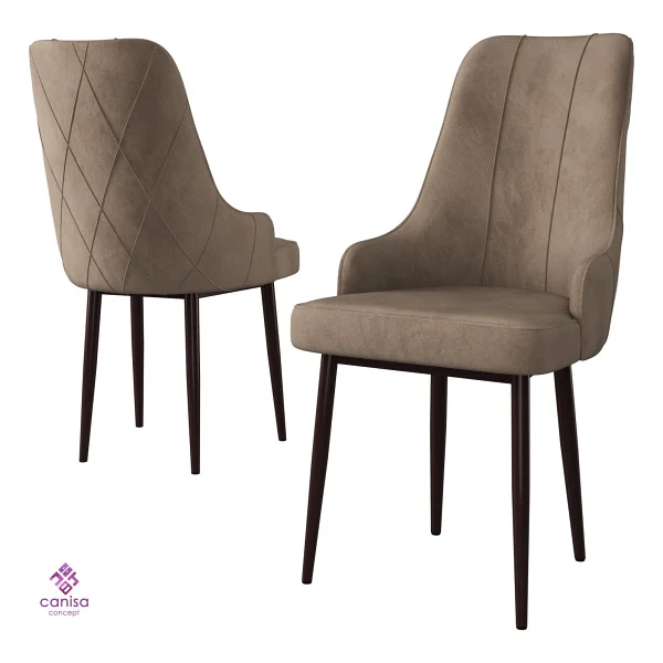 Canisa Concept Trex Serisi, 1.sınıf Babyface Kumaş Sandalye, Siyah Metal Ayak - Cappuccino - Görsel 3
