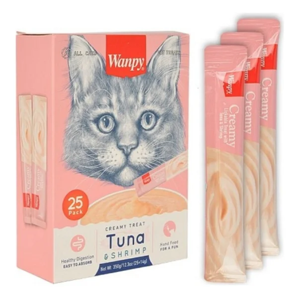 Wanpy Ton Balıklı ve Karidesli 25x14 gr Krema Kedi Ödül Maması - Görsel 7