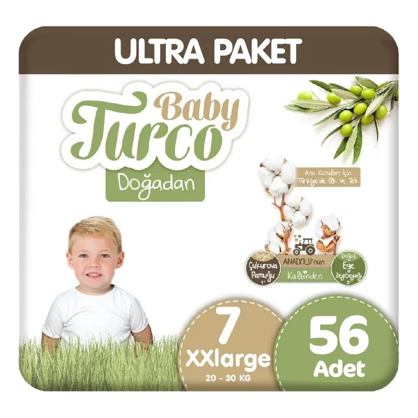 Baby Turco Doğadan 7 Numara XX Large 56'lı Bebek Bezi - Görsel 7