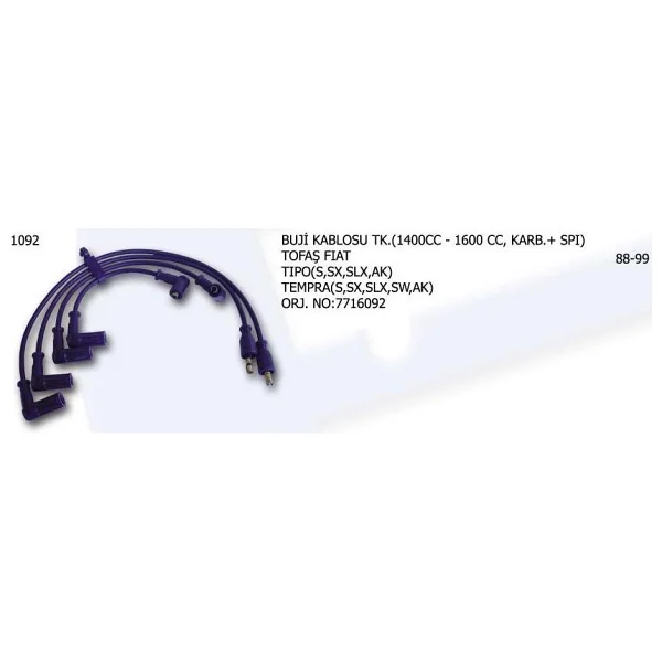 Ünüvar Buji Kablosu 7716092 Tıpo Fıat Tempra 1/4 1/6 Karb - Görsel 2