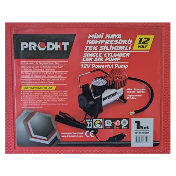 Prodht Mini Hava Kompresörü Tek Silindirli 12 Volt - Görsel 3