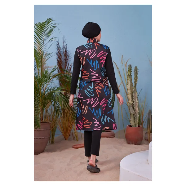 Remsa Mayo Tam Kapalı Mayo R4402 Neon Esnemez Polyester Kumaşlı Kadın Mayo 2XL - Siyah - Görsel 9