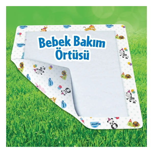 Molfix Bebek Bakım Örtüsü Sıvı Geçirmez Hafif Yapı 10 Adet 60x60 cm Renkli Tasarım - Görsel 2