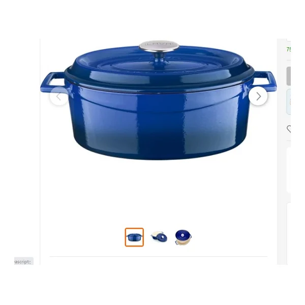 Lava Premium Oval Majolik Mavi 21x27 cm Döküm Tencere - Görsel 6