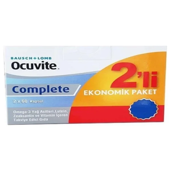 Ocuvite Complete 2'li Paket 2X60 Kapsül Zengin Omega-3 Yağ Asitleri İçeren Takviye Edici Gıda - Sade - Görsel 2