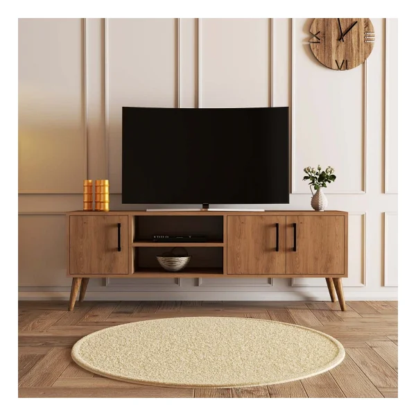 Mezza 1586 Exxen 150 cm Ahşap Ayaklı Tv Ünitesi Sepet Rengi - Meşe - Görsel 7