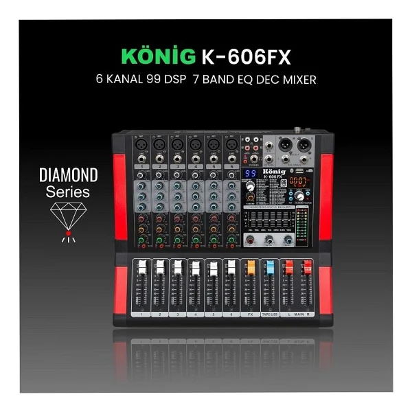 König K-606 FX USB Bluetooth 6 XRL Kanal Ses Mikseri - Görsel 2