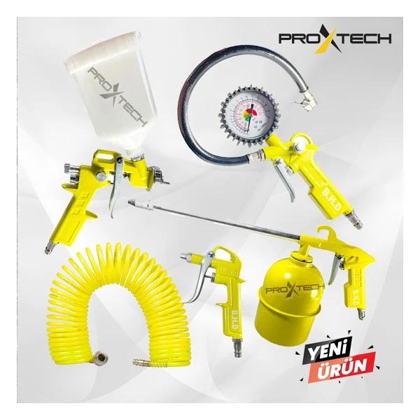 Proxtech Kompresör Havalı El Aletleri Seti 5 Parça Havalı Boya ve Havalı Set 5 Parça - Görsel 3
