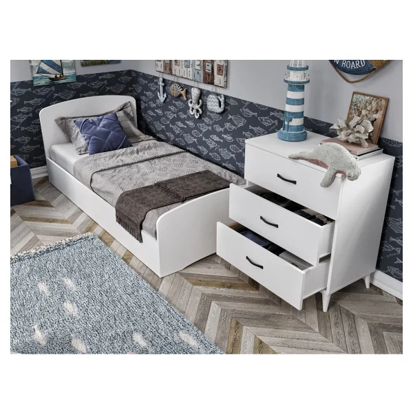 Kzn Home Soft Çocuk Odası Takımı Beyaz Karyola 3 Kapaklı Gardırop - Görsel 4