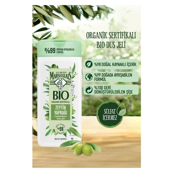 Le Petit Marseillais Duş Jeli Bio Organik Sertifikalı Zeytin Yaprağı 400 ml - Görsel 3