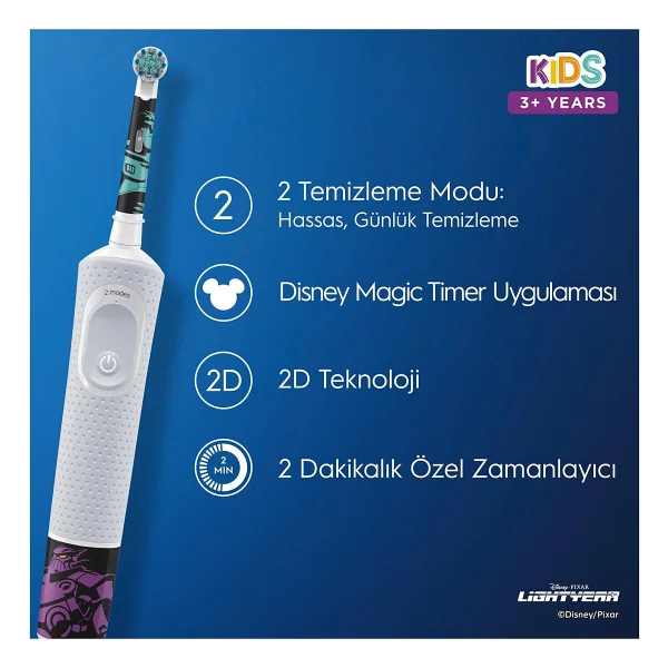 Oral-B Vitality D100 Seyahat Kaplı Şarjlı Çocuk Diş Fırçası - Görsel 5