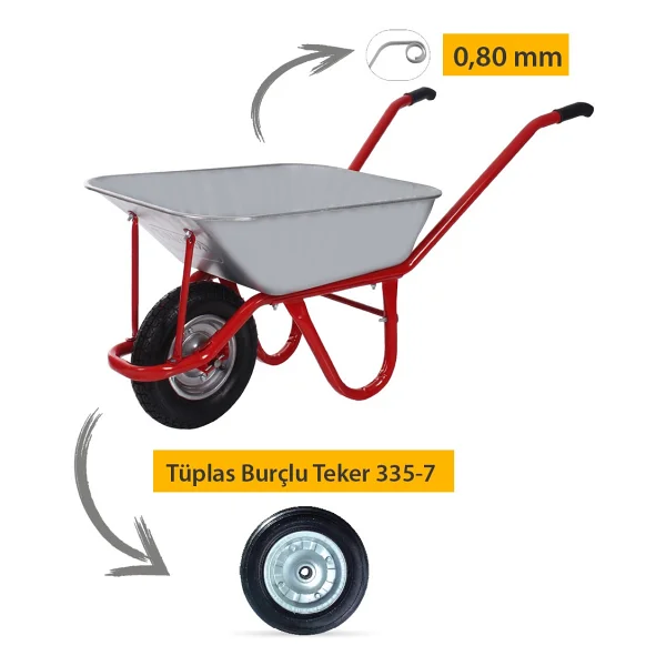 Kanat Galvanizli Tüplas Burçlu Teker Demonte El Arabası 0.80 mm Sac - Görsel 7