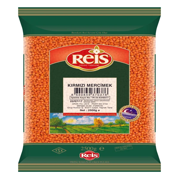 Reis Kırmızı Mercimek - Yaprak Tane 2500 gr - 2,5 kg - Görsel 2
