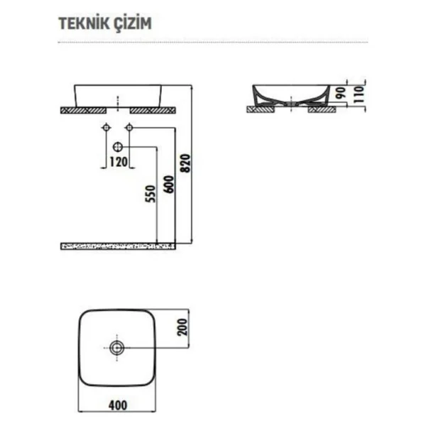 Creavit Ultra UL040 40 cm Mat Siyah Çanak Lavabo - Görsel 5