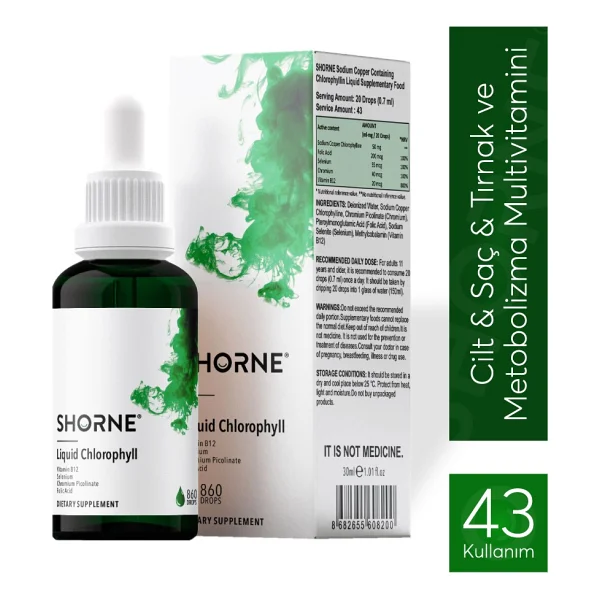 Shorne Likit Klorofil & Folik Asit & Krom Pikolinat & Selenyum & Vitamin B12 Multivitamin Gıda Takviyesi - Görsel 5