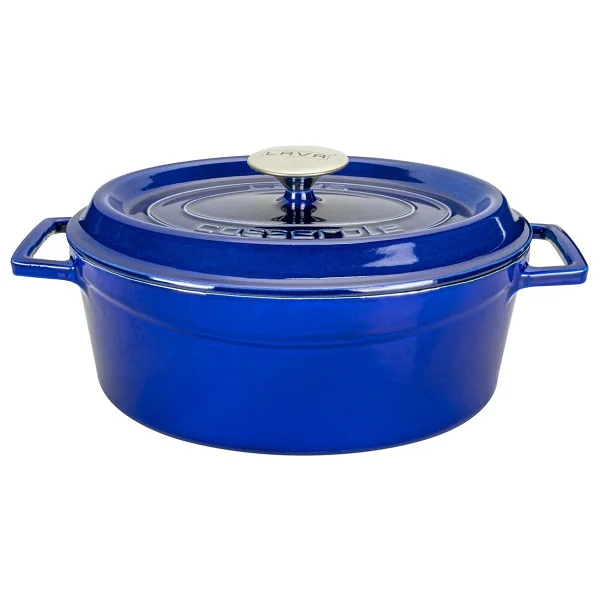 Lava Premium Oval Majolik Mavi 21x27 cm Döküm Tencere - Görsel 5