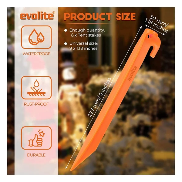 Evolite Arancio ABS Çadır Kazığı - 6 Adet - Görsel 4