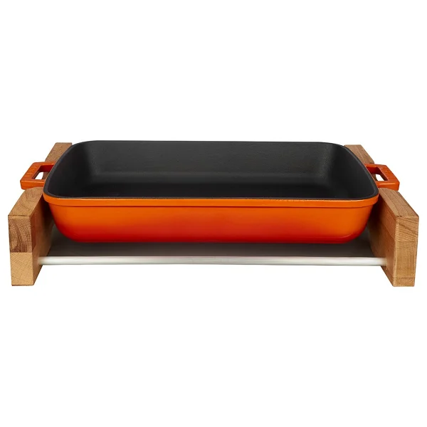 Lava LV P TP 2640 K4 O Ahşap Altlıklı 26x40 cm Turuncu Döküm Dikdörtgen Fırın Tepsisi - Görsel 6