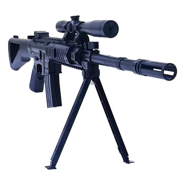 Hepsilazım Oyuncak Tüfek Gerçek Görünümlü Lazerli Keskin Nişancı Şarjörlü Ayaklı Dipçikli Boncuk Atan Sniper - Görsel 2