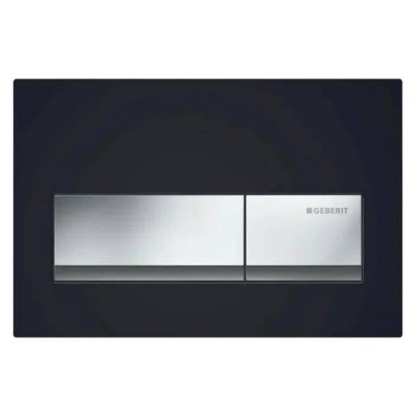 Geberit Alpha50 115.060.DW.1 Kumanda Paneli, Çift Basmalı, Siyah, Krom Butonlu - Görsel 2