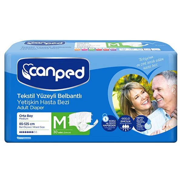 Canped Tekstil Yüzeyli Belbantlı Orta Boy M 30'lu Hasta Bezi - Görsel 2