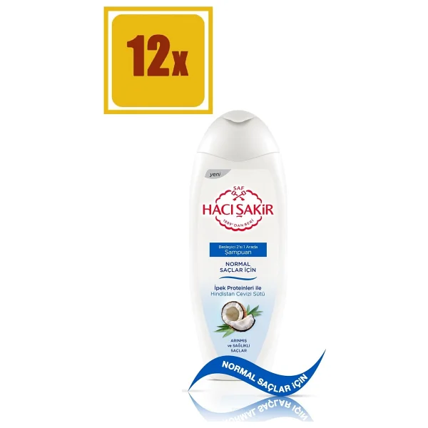 Hacı Şakir Hindistan Cevizi Normal Saç 2'si 1 Arada 500 ml 12 Adet Şampuan - Görsel 3