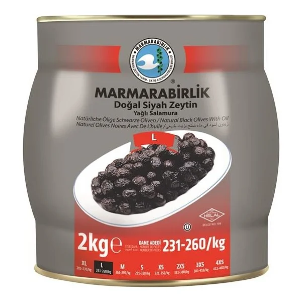 Marmarabirlik Yağlı Salamura (L) 2 kg Siyah Zeytin - Görsel 2