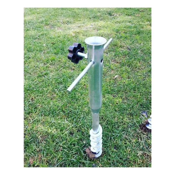 Tok Pazar Burgulu Metal Sıkma Aparatlı Plaj Şemsiye Kazığı 32 cm - Görsel 3