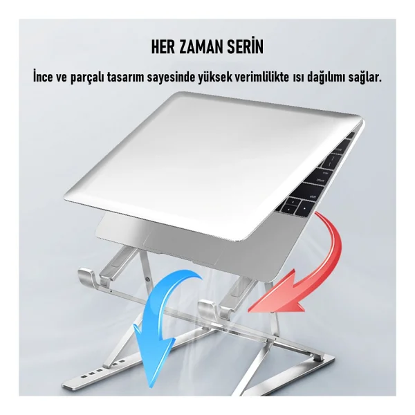 SooPii DM09 12.6''-15.6''-17.3'' Çift Katlı 15 Seviyeli Katlanabilir Taşınabilir Alüminyum Dizüstü Laptop Notebook Stant - Görsel 3