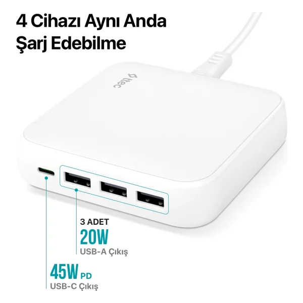 Ttec SmartCharger Quattro GaN 2SCG02B 65 W Hızlı Şarj Adaptörü - Görsel 5