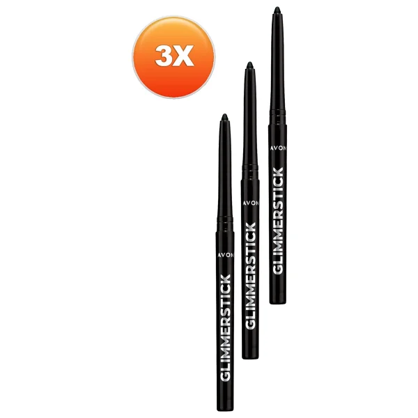 Avon Glimmersticks Asansörlü Açılıp Kapanabilen Göz Kalemi Blackest Black Üçlü Set - Görsel 2