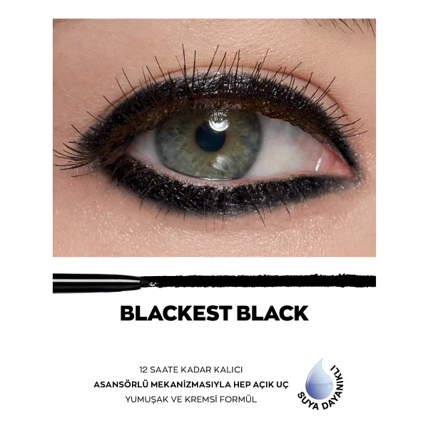 Avon Glimmersticks Asansörlü Açılıp Kapanabilen Göz Kalemi Blackest Black Üçlü Set - Görsel 3