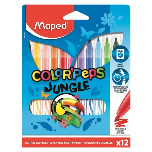Maped 845432 Jungle 12'li Keçeli Kalem + Boyama Kitabı - Görsel 2