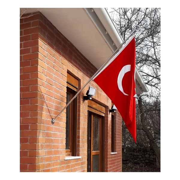 Bayrakal Bayrak Direği 130cm + Türk Bayrağı 70x105cm, Bina Cephe Direği, Balkon Bayrak Direği - Görsel 6