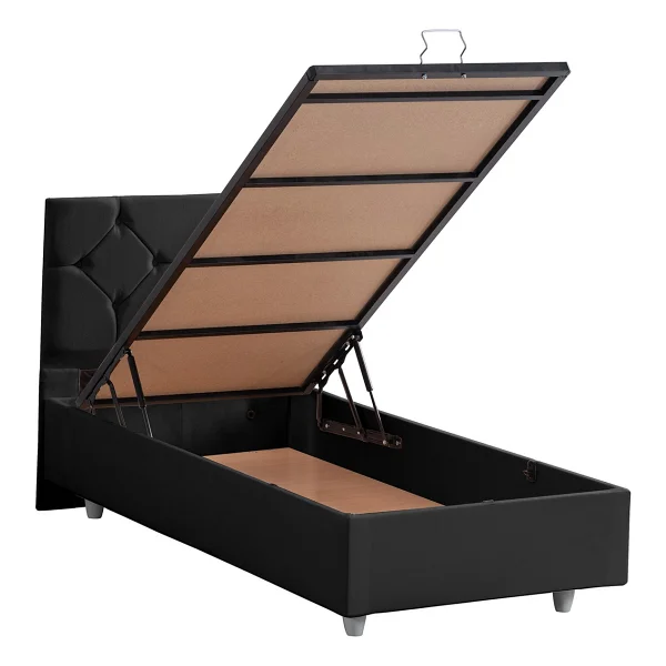 Setay Glamis Tek Kişilik Baza Başlık Letto Yatak Seti - Antrasit - 90 x 200 cm - Görsel 3