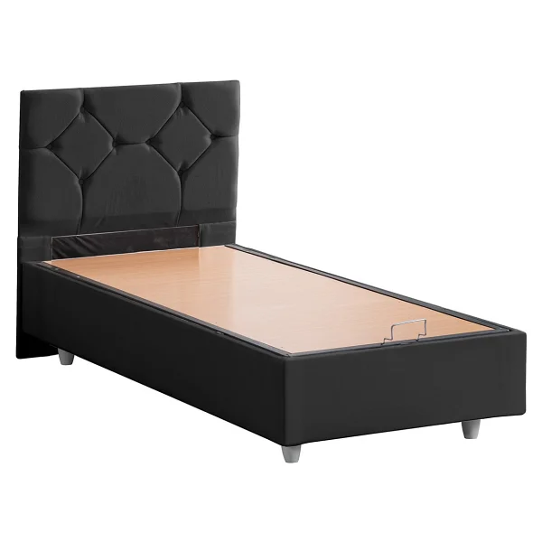 Setay Glamis Tek Kişilik Baza Başlık Letto Yatak Seti - Antrasit - 100 x 200 cm - Görsel 4