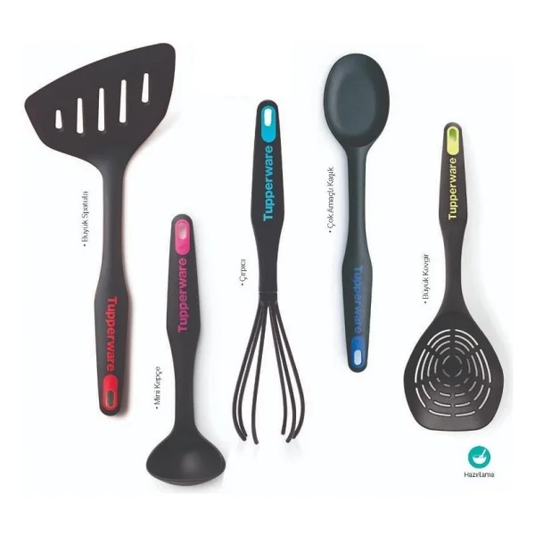 Tupperware Modern Peri Mutfak Gereçleri 5'li Kaşık Kepçe Kevgir Çırpıcı Spatula - Görsel 2