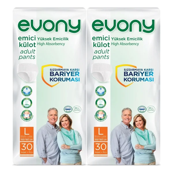 Evony Emici Külot Büyük Boy L 30'lu 2 Adet Hasta Bezi - Görsel 6