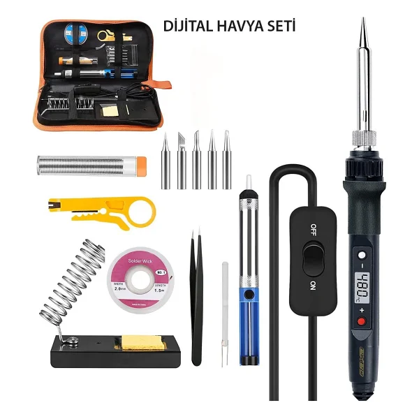 Exeo Dijital Isı Ayarlı Havya Set Lehim Makinesi Seti 80W Taşıma Çantalı - Görsel 4