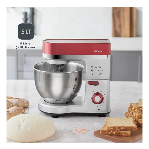 Homend Profashion 3014H 1500 W 5 lt Krem Silver Stand Mikser - Görsel 4