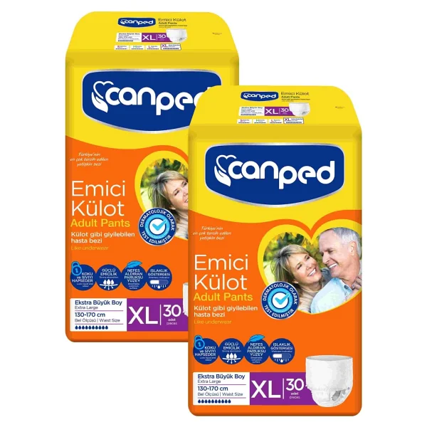 Canped Emici Külot Ekstra Büyük Boy XL 30'lu 2 Adet Hasta Bezi - Görsel 7