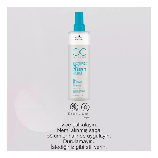 Schwarzkopf Bc Bonacure Moisture Kick Gliserol Kuru Saçlar Için Sprey Saç Kremi 400 Ml - Görsel 4