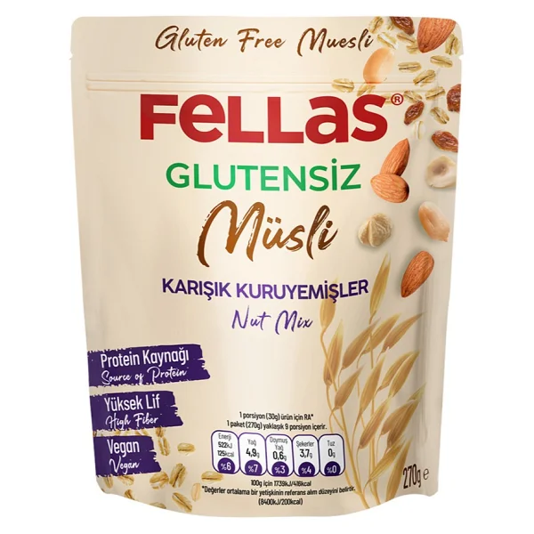 Fellas Karışık Kuruyemişli Glutensiz Müsli 270 gr - Görsel 4